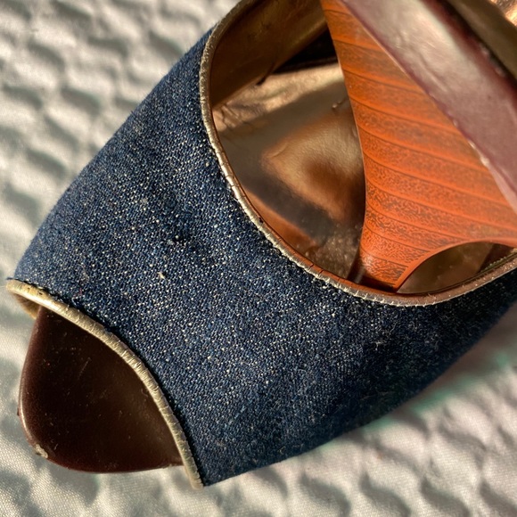 Ladies Denim Step  In Open Toe pumps size 8 - Picture 5 of 6